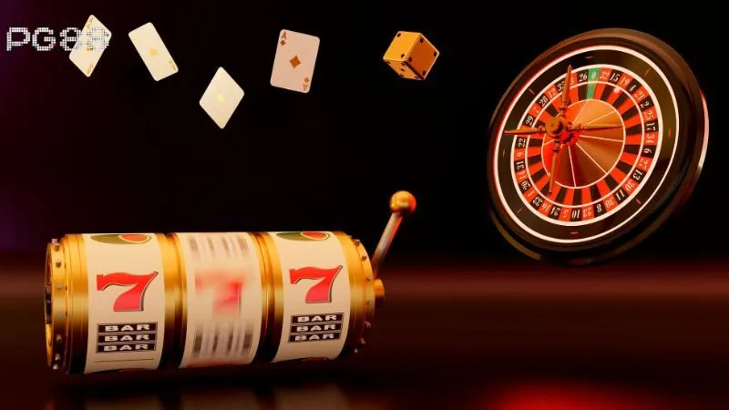 Nổ hũ PG88: máy slot, bánh xe roulette, xúc xắc và bài tây.